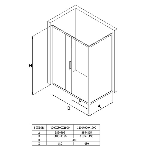 Душевое ограждение Loranto 120x80 см CS-AB02B-128, чёрный матовый/прозрачное - фото 7