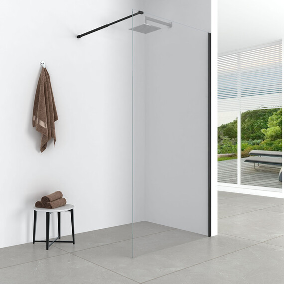 Душевая перегородка Loranto Walk-in 120 см CS-W04B-120 (стекло 8 мм) чёрный матовый/прозрачное - фото 5