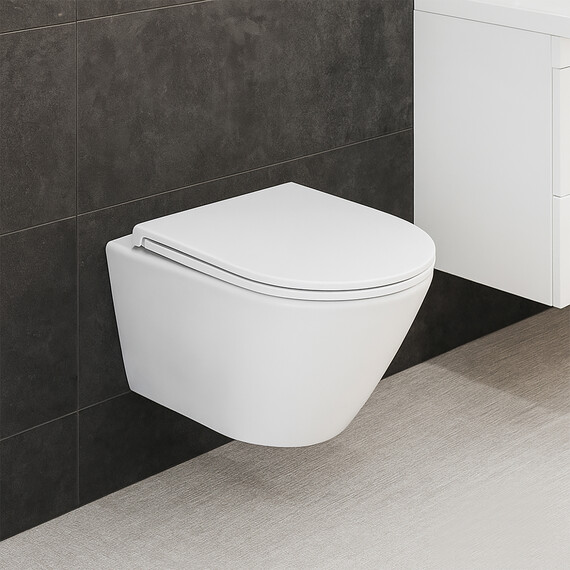 Унитаз подвесной безободковый Azario VELA AZ-2480 с тонкой крышкой микролифт (Система смыва торнадо) - фото 13