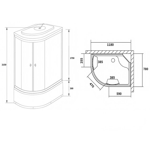 Душевая кабина Loranto 120x80 см CS-985-RTM/W-120 R , белый/матовое - фото 3