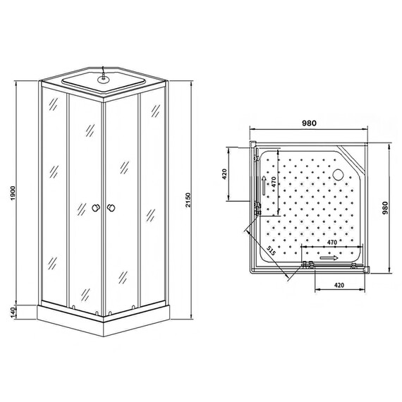 Душевая кабина Loranto 98х98 см CS-992EBTM/W-100, чёрный/матовое - фото 3