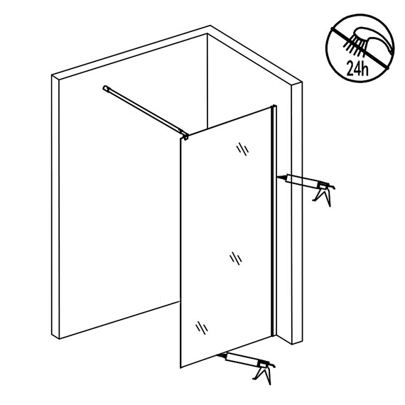 Душевая перегородка Loranto Walk-in 90 см CS-W02B-90 (стекло 8 мм) чёрный матовый/прозрачное "Лофт клетка" - фото 7