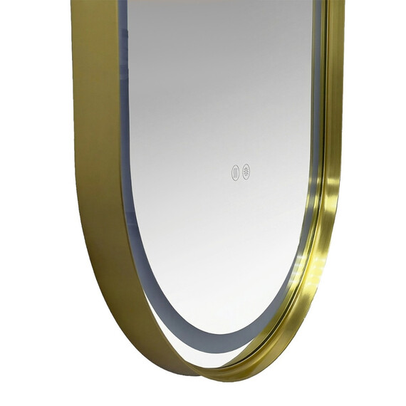 Зеркало Azario Блейк 50 см АZ-LED011625 (подсветка, подогрев и сенсорный выключатель) золото матовое - фото 3