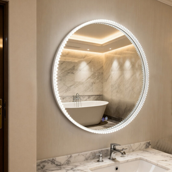 Зеркало Azario Лайвли 80 см АZ-LED012125 (подсветка, подогрев и сенсорный выключатель) белый матовый - фото 3