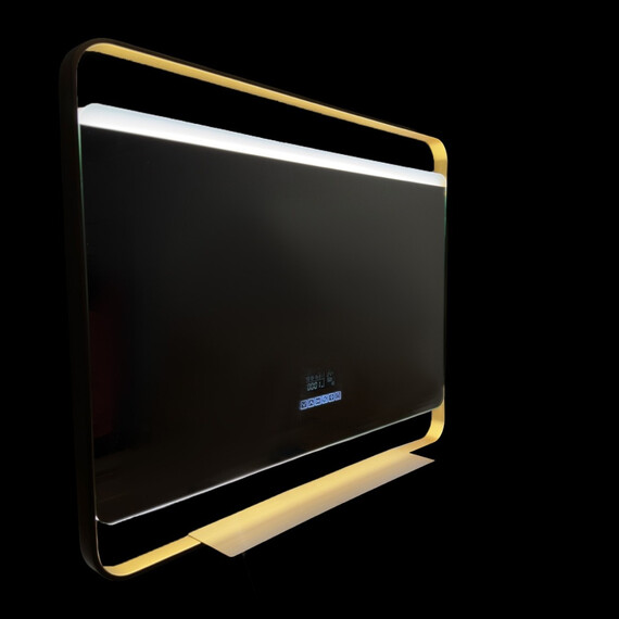 Зеркало Azario Дарья 100 см АZ-LED013825 (подсветка, bluetooth, подогрев и сенсорный выключатель) золото матовое - фото 4