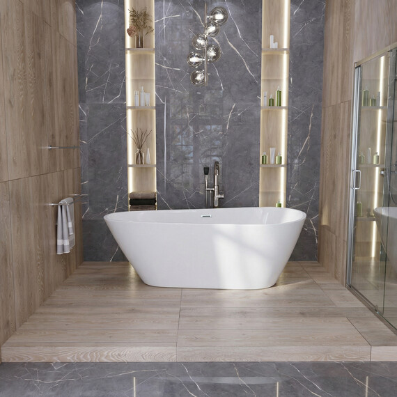 Ванна отдельностоящая Grossman Fly 170x80 см GR-1102M, белый матовый, Размер - мм: 1700x800 - фото 4