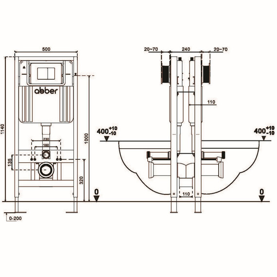 Инсталляция для унитаза двойная самонесущая Abber AC0106 - фото 7
