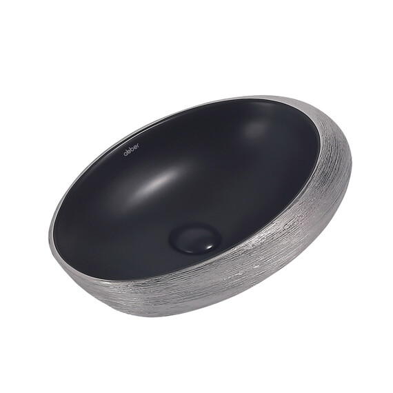 Раковина-чаша Abber Bequem 49 см AC2107BS, чёрный матовый с серебром - фото 2