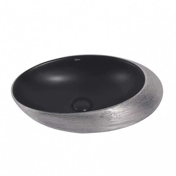 Раковина-чаша Abber Bequem 49 см AC2107BS, чёрный матовый с серебром - фото 4