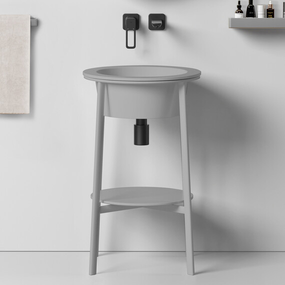 Раковина с консолью Abber Bequem 50 см AC2130MG, серый матовый - фото 