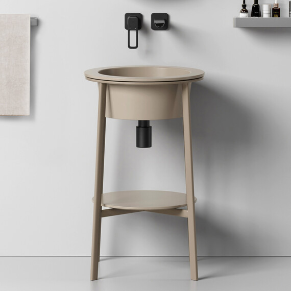 Раковина с консолью Abber Bequem 50 см AC2130MK, хаки матовый - фото 