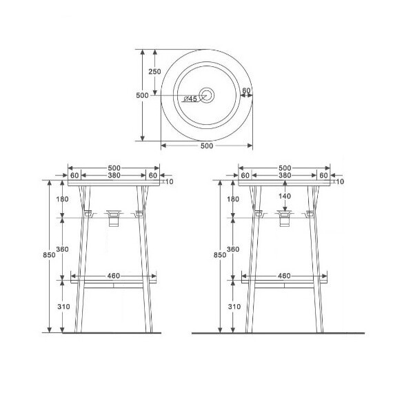Раковина с консолью Abber Bequem 50 см AC2130MK, хаки матовый - фото 4