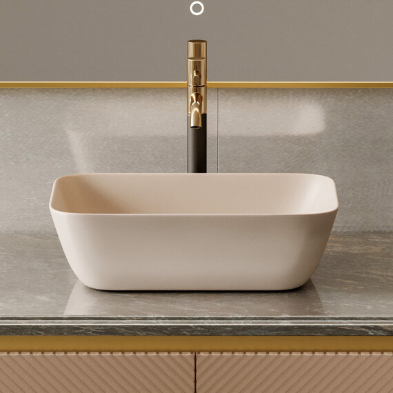 Раковина-чаша Abber Rechteck 46 см AC2200MBE, светло-бежевый матовый - фото 6