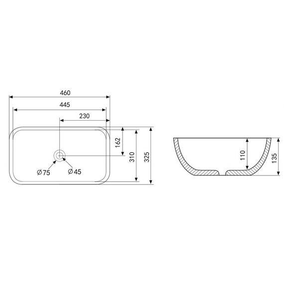 Раковина-чаша Abber Rechteck 46 см AC2200MBE, светло-бежевый матовый - фото 8