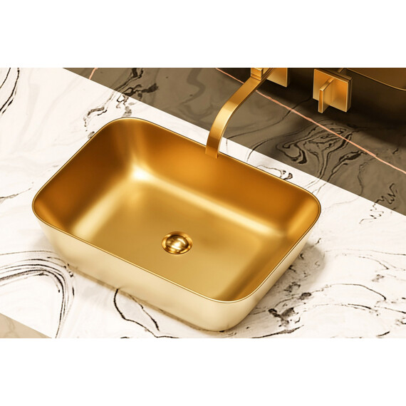 Раковина-чаша Abber Rechteck 46 см AC2200MMG, золото матовое - фото 7
