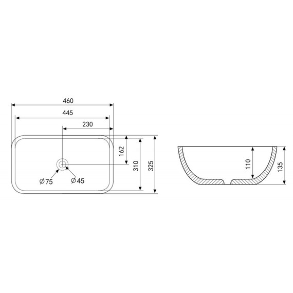 Раковина-чаша Abber Rechteck 46 см AC2200MMG, золото матовое - фото 8