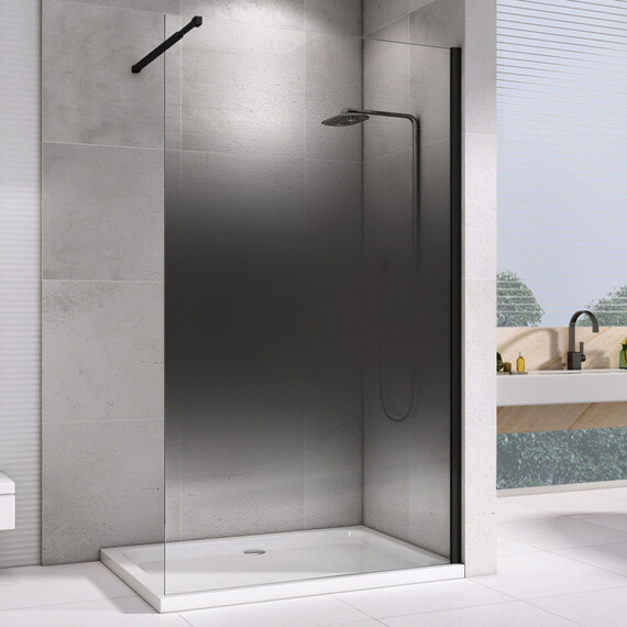 Душевая перегородка Abber Immer Offen 100 см AG69103BS с кронштейном, чёрный/тонированное - фото 