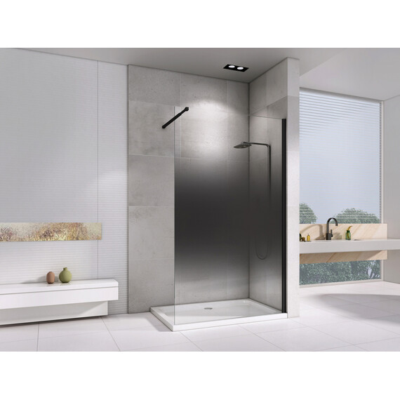 Душевая перегородка Abber Immer Offen 100 см AG69103BS с кронштейном, чёрный/тонированное - фото 2