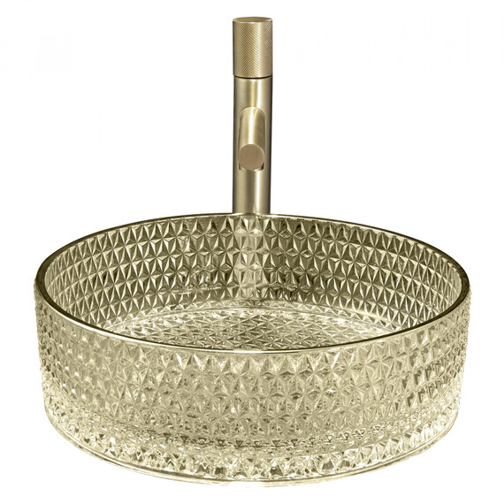Раковина-чаша прозрачная Abber Glas 39 см AK2301GG, золото - фото 3