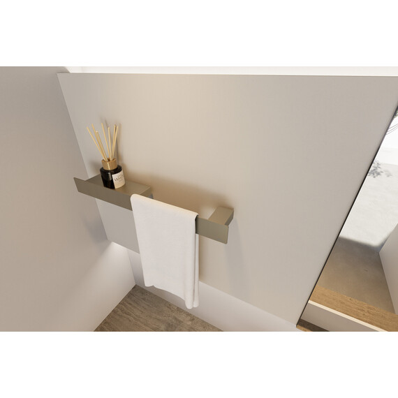 Полка с полотенцедержателем Abber Nischen AN3011BST, цвет сталь брашированная - фото 2