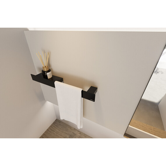 Полка с полотенцедержателем Abber Nischen AN3011MB, цвет чёрный матовый - фото 2