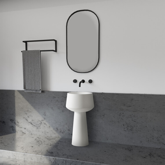 Раковина напольная Abber Stein 50 см AS2508-H, белый матовый - фото 2