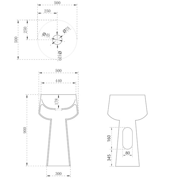 Раковина напольная Abber Stein 50 см AS2508-H, белый матовый - фото 5