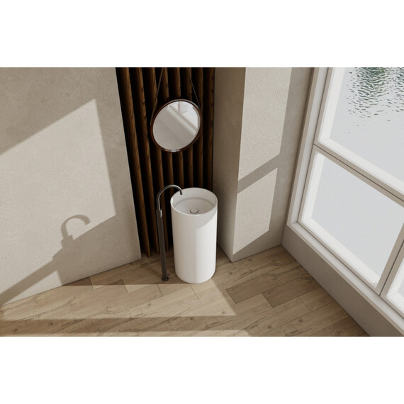 Раковина напольная Abber Stein 40 см AS2516-H, белый матовый - фото 2