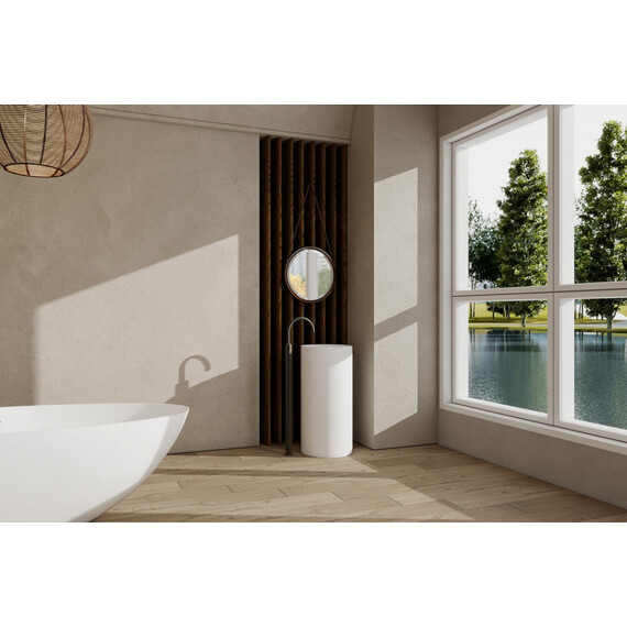 Раковина напольная Abber Stein 40 см AS2516-H, белый матовый - фото 3