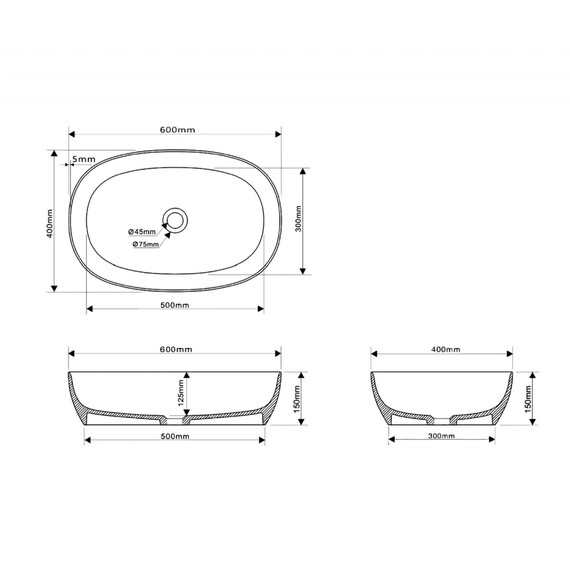 Раковина-чаша Abber Stein 60 см AS2633, белый матовый - фото 9