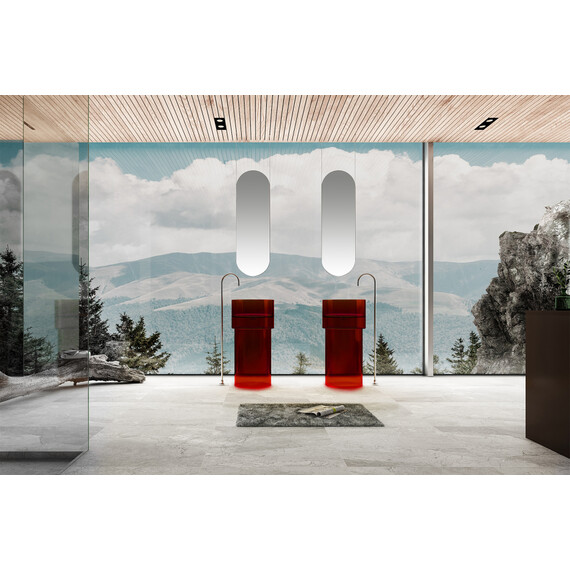 Раковина напольная прозрачная Abber Kristall 45 см AT2701Rubin-H, красный - фото 2