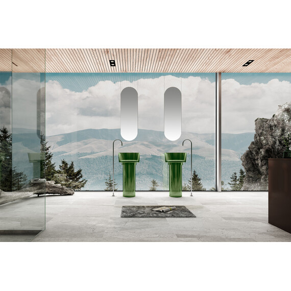 Раковина напольная прозрачная Abber Kristall 45 см AT2702Emerald-H, зелёный - фото 2