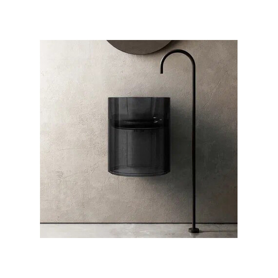 Раковина подвесная прозрачная Abber Kristall 42 см AT2704Onyx, чёрный - фото 