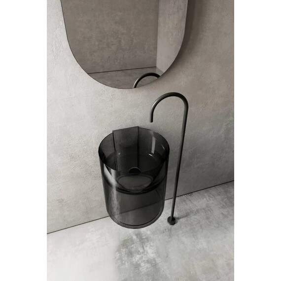 Раковина подвесная прозрачная Abber Kristall 42 см AT2704Onyx, чёрный - фото 3