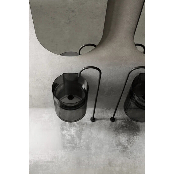 Раковина подвесная прозрачная Abber Kristall 42 см AT2704Onyx, чёрный - фото 4