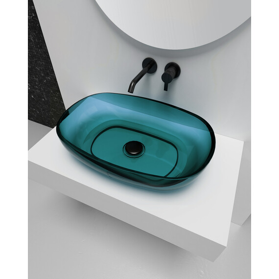 Раковина-чаша прозрачная Abber Kristall 60 см AT2805Aquamarin, бирюзовый - фото 3