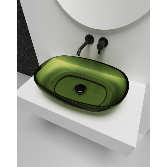 Раковина-чаша прозрачная Abber Kristall 60 см AT2805Emerald, зелёный - фото 3