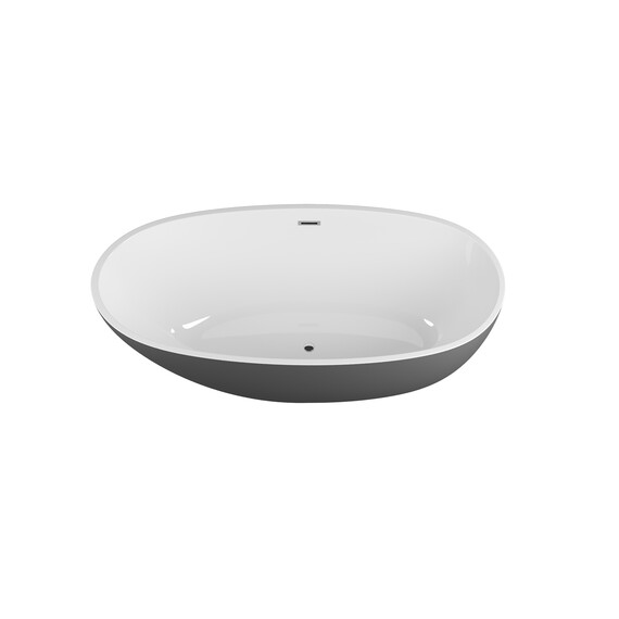 Ванна отдельностоящая Grossman Fly 170x75 см GR-1104MB, чёрный/белый матовый - фото 2