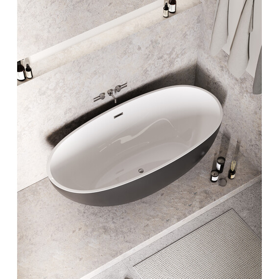 Ванна отдельностоящая Grossman Fly 170x75 см GR-1104MB, чёрный/белый матовый - фото 5