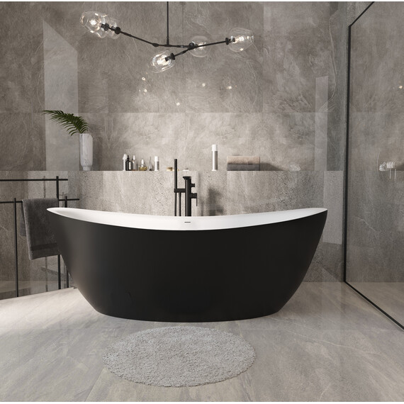 Ванна отдельностоящая Grossman Galaxy 180x85 см GR-1402MB, черный матовый - фото 2