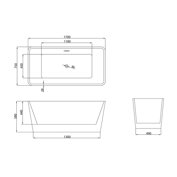 Ванна отдельностоящая Grossman Cristal 170x75 см GR-2022 - фото 4