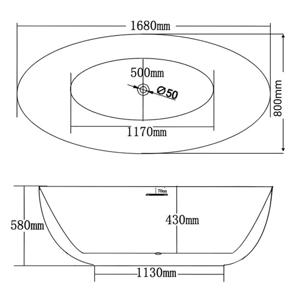 Ванна отдельностоящая Grossman Classic 170x87 см GR-2503MB, черный матовый - фото 5