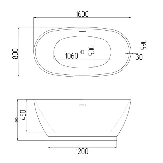 Ванна отдельностоящая Grossman Classic 160x80 см GR-2602 - фото 4