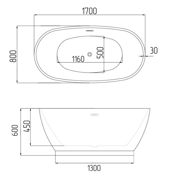 Ванна отдельностоящая Grossman Classic 170x80 см GR-2603 - фото 4