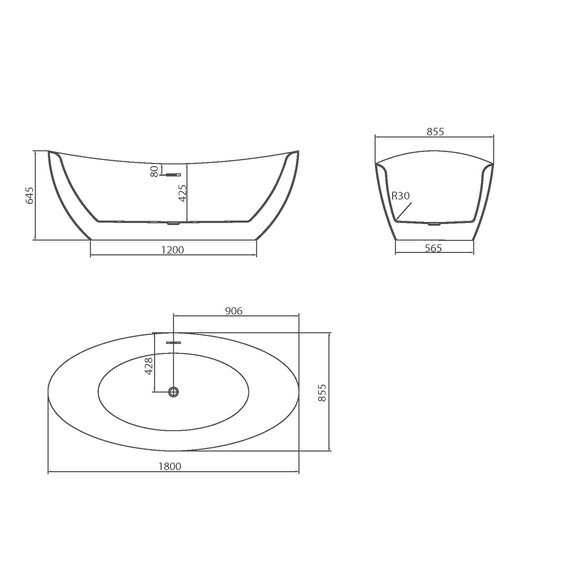 Ванна отдельностоящая Grossman Galaxy 180x85 см GR-1402M, белый матовый - фото 6