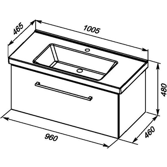 Тумба подвесная с раковиной Dreja Big Inn 100 см 77.0205W, белый - фото 2
