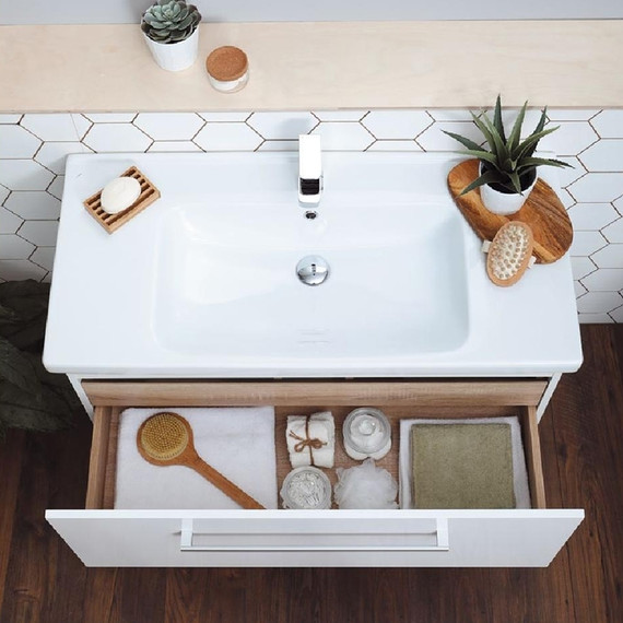 Тумба подвесная с раковиной Dreja Big Inn 100 см 77.0205W, белый - фото 4