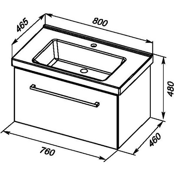 Тумба подвесная с раковиной Dreja Big Inn 80 см 77.0204D, дуб кантри - фото 4