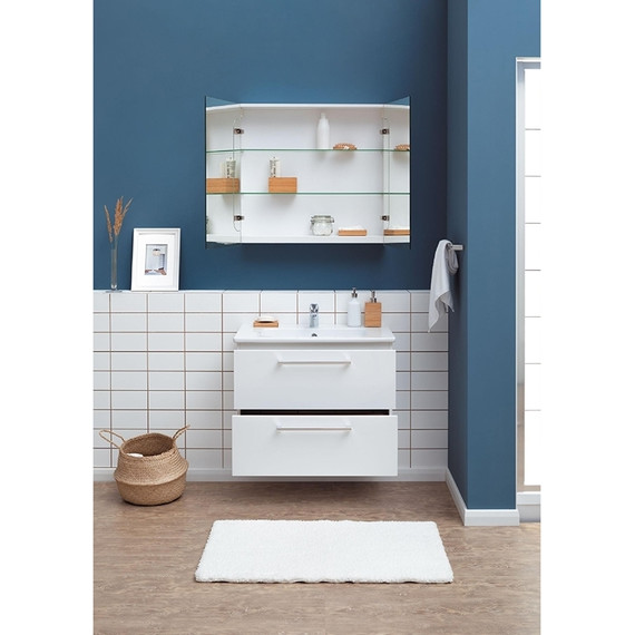 Тумба подвесная с раковиной Dreja Gio 80 см 77.0103W, белый - фото 3