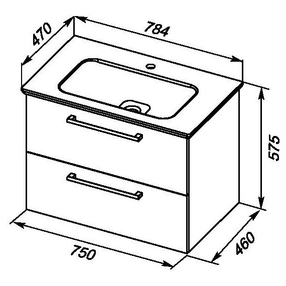 Тумба подвесная с раковиной Dreja Gio 80 см 77.0104D, дуб кантри - фото 4